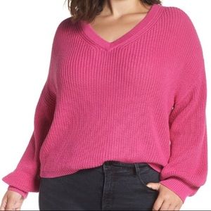 NWT Nordstrom BP V Neck Knit Sweater pink xxl